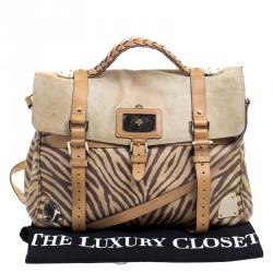 Mulberry Beige Zebra Printed Leather Travel Day Satchel