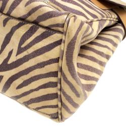 Mulberry Beige Zebra Printed Leather Travel Day Satchel