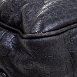 Pre Owned Mulberry Black Croc Embossed Leather Carter Bowler Bag