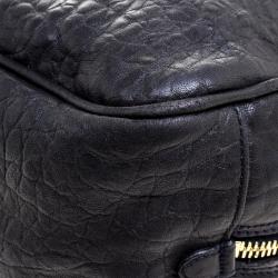 Pre Owned Mulberry Black Croc Embossed Leather Carter Bowler Bag