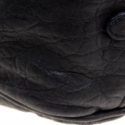 Pre Owned Mulberry Black Croc Embossed Leather Carter Bowler Bag