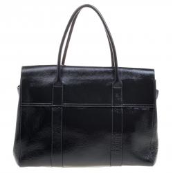 Pre Owned Mulberry Graphite Patent Leather Bayswater Satchel