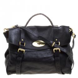 Mulberry Black Leather Oversized Alexa Satchel