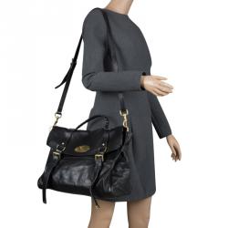 Mulberry Black Leather Oversized Alexa Satchel
