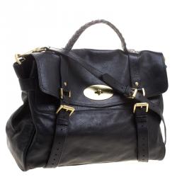 Mulberry Black Leather Oversized Alexa Satchel