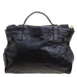 Mulberry Black Leather Oversized Alexa Satchel