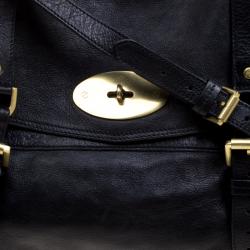 Mulberry Black Leather Oversized Alexa Satchel