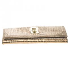 Mulberry Bronze Python Embossed Continental Wallet