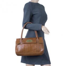 Pre Owned Mulberry Brown Embossed Leather East West Bayswater