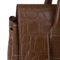Pre Owned Mulberry Brown Embossed Leather East West Bayswater