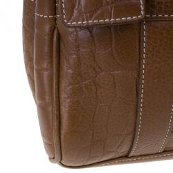 Pre Owned Mulberry Brown Embossed Leather East West Bayswater