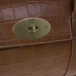 Pre Owned Mulberry Brown Embossed Leather East West Bayswater