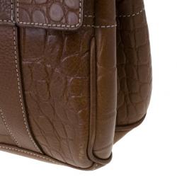 Pre Owned Mulberry Brown Embossed Leather East West Bayswater