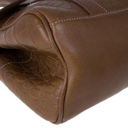 Pre Owned Mulberry Brown Embossed Leather East West Bayswater