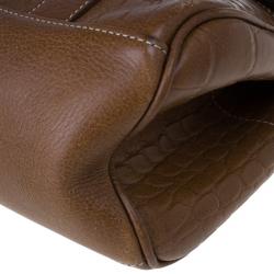 Pre Owned Mulberry Brown Embossed Leather East West Bayswater