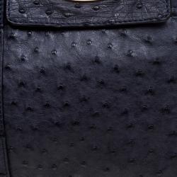 Pre Owned Mulberry Navy Blue Ostrich Leather Bayswater Satchel