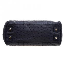 Pre Owned Mulberry Navy Blue Ostrich Leather Bayswater Satchel