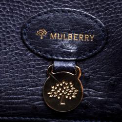 Pre Owned Mulberry Navy Blue Ostrich Leather Bayswater Satchel