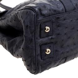 Pre Owned Mulberry Navy Blue Ostrich Leather Bayswater Satchel