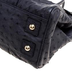 Pre Owned Mulberry Navy Blue Ostrich Leather Bayswater Satchel