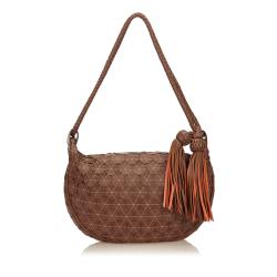 Pre Owned Mulberry Brown Textured Leather Tassel Hobo