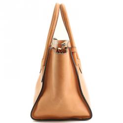 Prada Camel Glace Calfskin Leather Twin Pocket Double Handle Tote