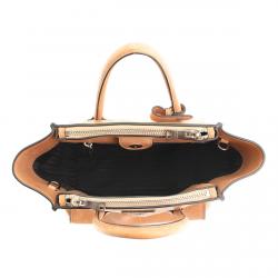 Prada Camel Glace Calfskin Leather Twin Pocket Double Handle Tote