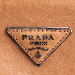 Prada Camel Glace Calfskin Leather Twin Pocket Double Handle Tote