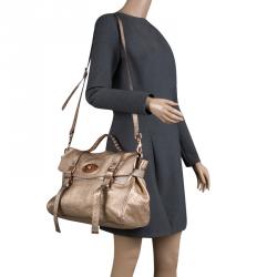Mulberry Gold Leather Oversized Alexa Satchel