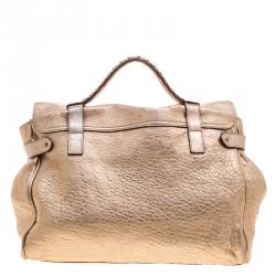 Mulberry Gold Leather Oversized Alexa Satchel