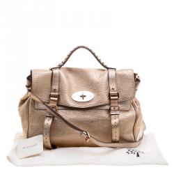 Mulberry Gold Leather Oversized Alexa Satchel
