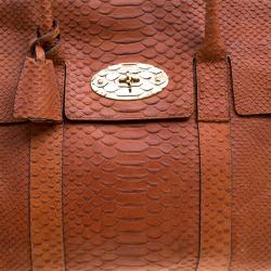 Pre Owned Mulberry Copper Python Embossed Leather Bayswater Satchel