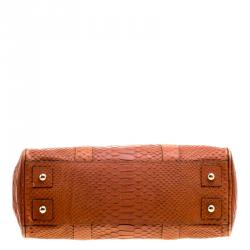 Pre Owned Mulberry Copper Python Embossed Leather Bayswater Satchel