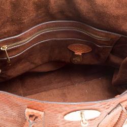 Pre Owned Mulberry Copper Python Embossed Leather Bayswater Satchel