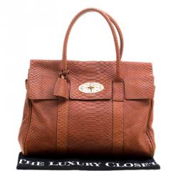 Pre Owned Mulberry Copper Python Embossed Leather Bayswater Satchel