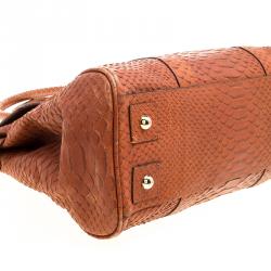 Pre Owned Mulberry Copper Python Embossed Leather Bayswater Satchel