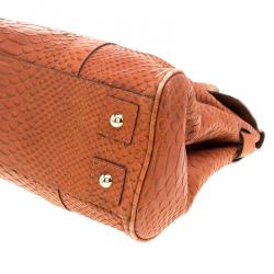 Pre Owned Mulberry Copper Python Embossed Leather Bayswater Satchel