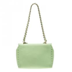 Pre Owned Mulberry Mint Green Leather Cecily Flower Shoulder Bag