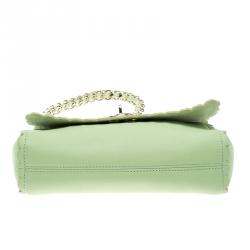 Pre Owned Mulberry Mint Green Leather Cecily Flower Shoulder Bag