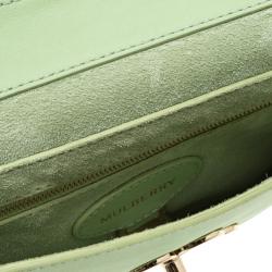 Pre Owned Mulberry Mint Green Leather Cecily Flower Shoulder Bag