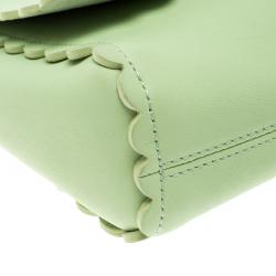 Pre Owned Mulberry Mint Green Leather Cecily Flower Shoulder Bag