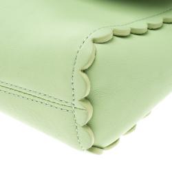 Pre Owned Mulberry Mint Green Leather Cecily Flower Shoulder Bag