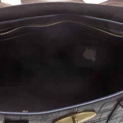 Pre Owned Mulberry Dark Brown Croc Embossed Leather Bayswater Satchel