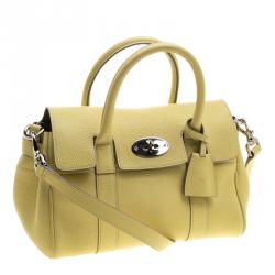 Pre Owned Mulberry Yellow Grain Leather Small Bayswater Satchel