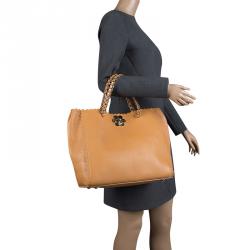 Pre Owned Mulberry Tan Leather Flower Cecily Tote