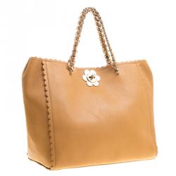 Pre Owned Mulberry Tan Leather Flower Cecily Tote