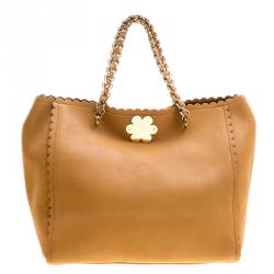 Pre Owned Mulberry Tan Leather Flower Cecily Tote