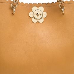 Pre Owned Mulberry Tan Leather Flower Cecily Tote