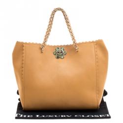 Pre Owned Mulberry Tan Leather Flower Cecily Tote