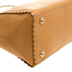 Pre Owned Mulberry Tan Leather Flower Cecily Tote